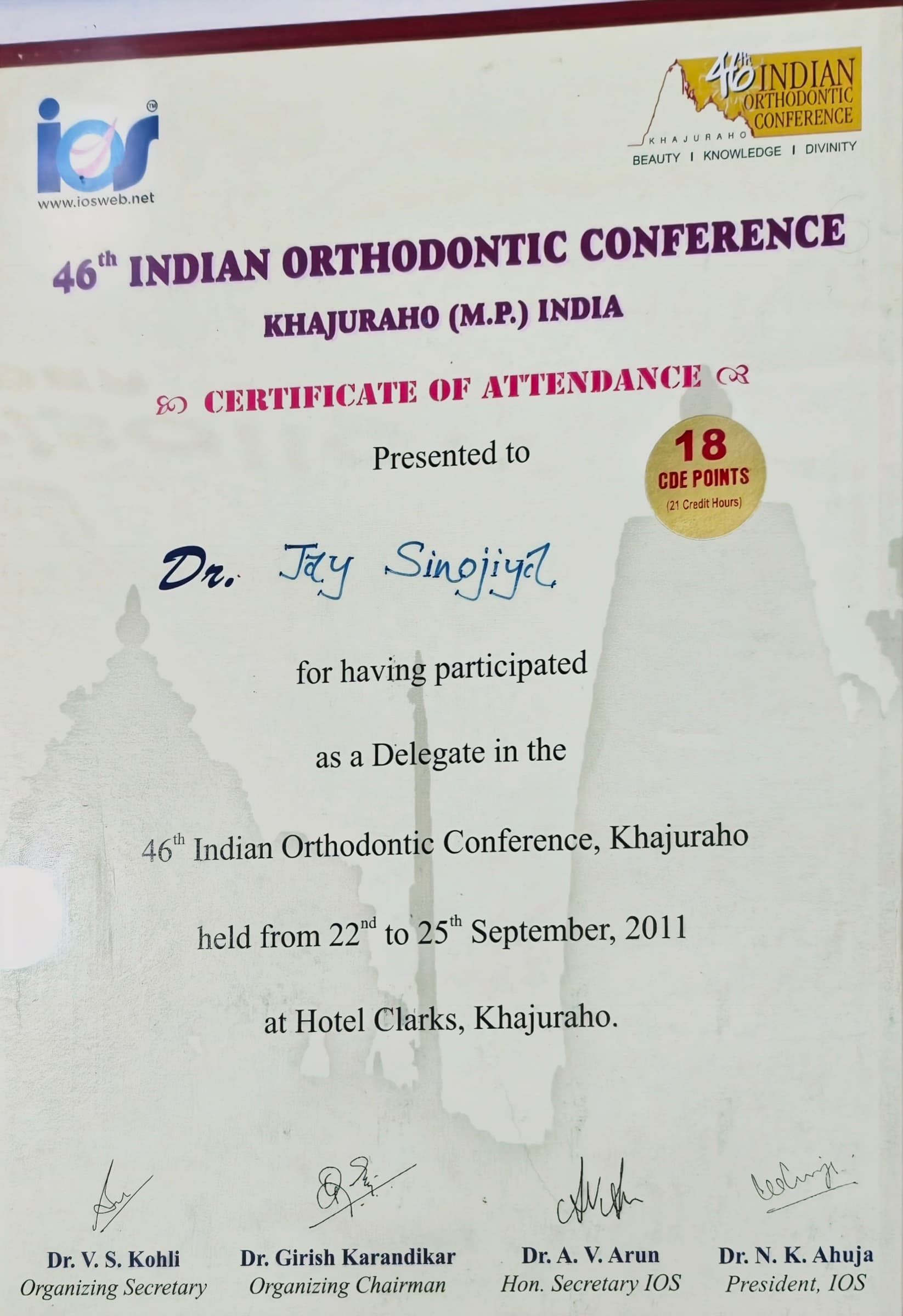 Certificate 1 — Lifedent Dental Hospital, Rajkot